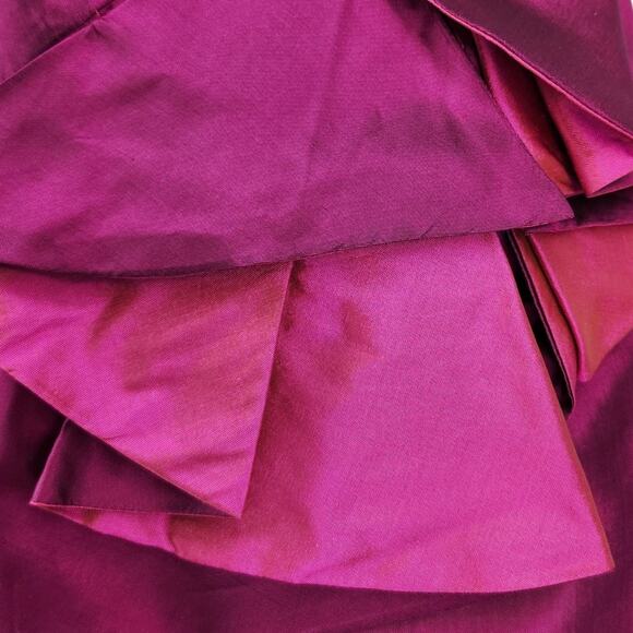 Vintage 80s Marisa Baratelli Thai Silk Iridescent Formal Dress Fuchsia Pink SZ 8 - Picture 12 of 14